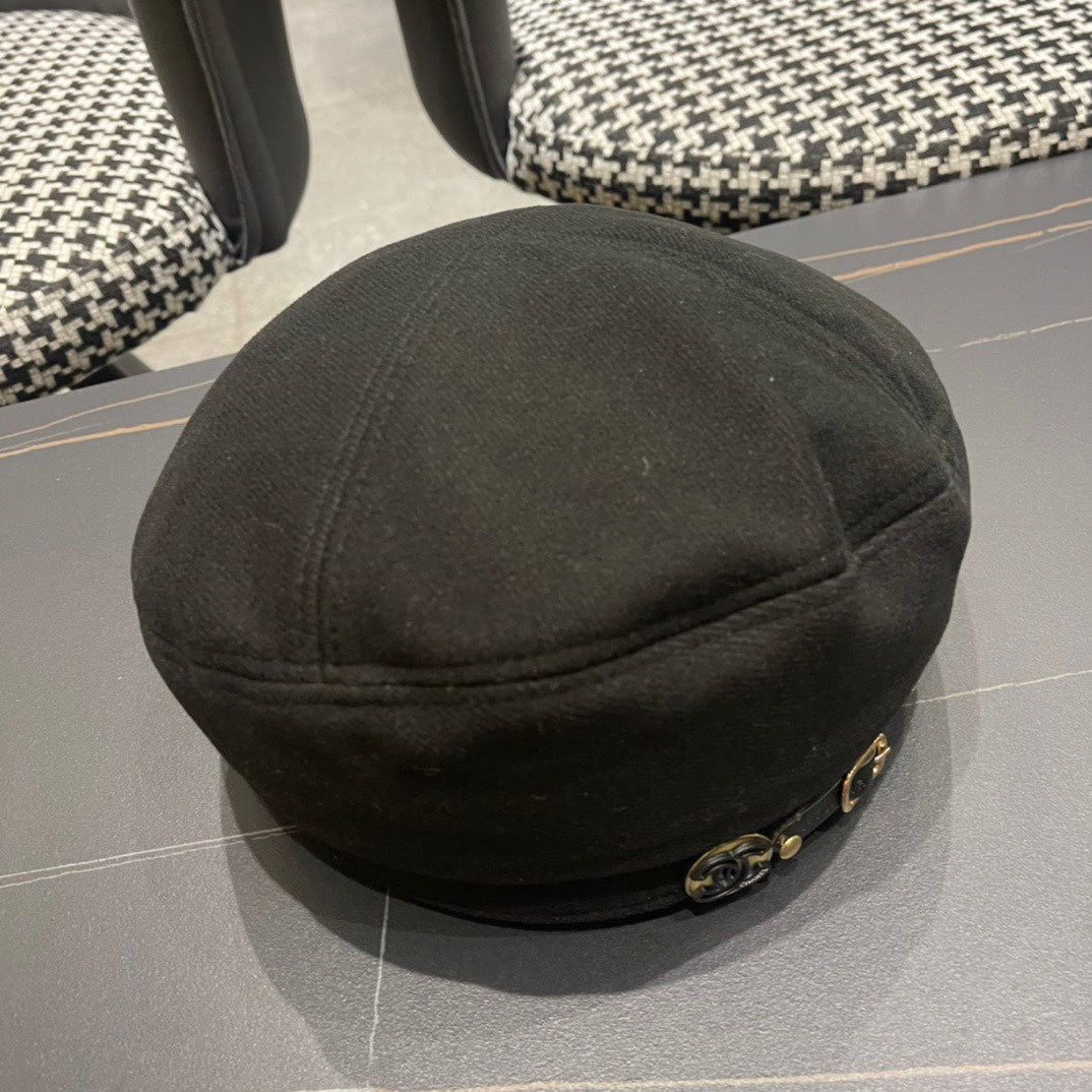 CHANEL BERET HAT IN BLACK FABRIC 419385