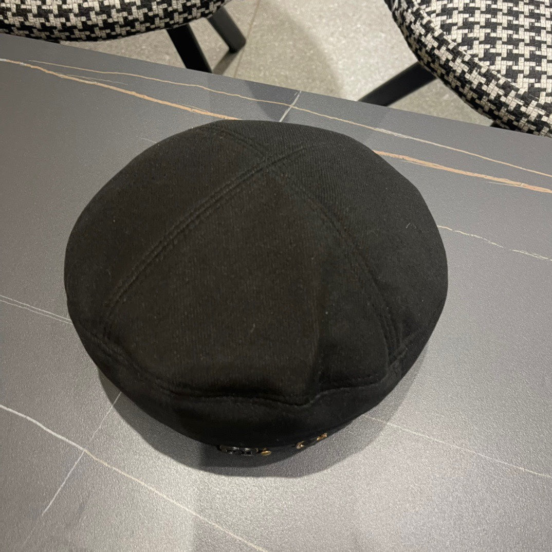 CHANEL BERET HAT IN BLACK FABRIC 419385