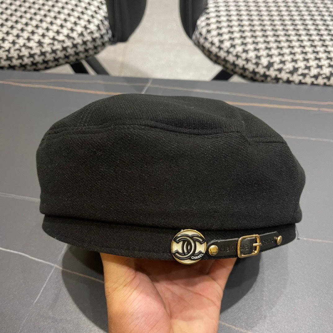 CHANEL BERET HAT IN BLACK FABRIC 419385