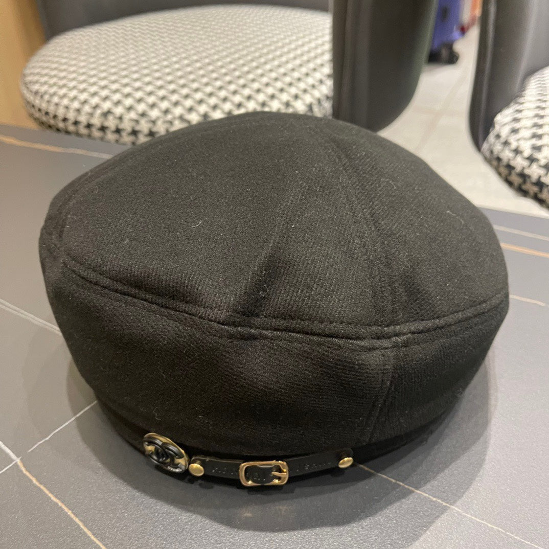CHANEL BERET HAT IN BLACK FABRIC 419385