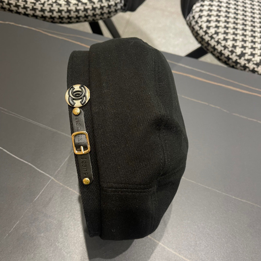 CHANEL BERET HAT IN BLACK FABRIC 419385