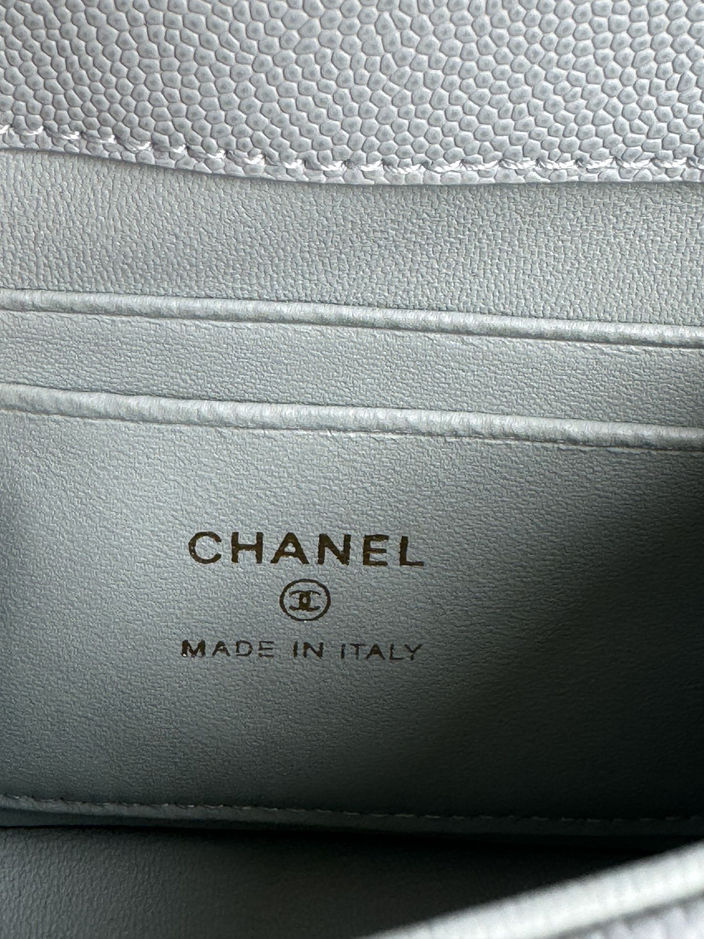 CHANEL 24K Coco Handle Nano 14.5cm Cloud Blue Grained Calfskin Gold Hardware