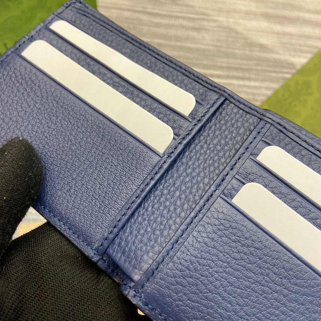 Gucci BIFOLD WALLET 11 IN CLASSIC BLUE CALFSKIN