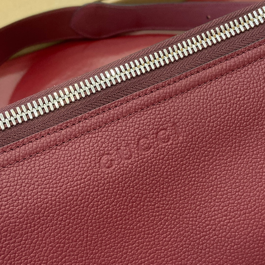 Gucci BODY SHOULDER BAG 40 IN BURGUNDY RED CALFSKIN SILVER HARDWARE