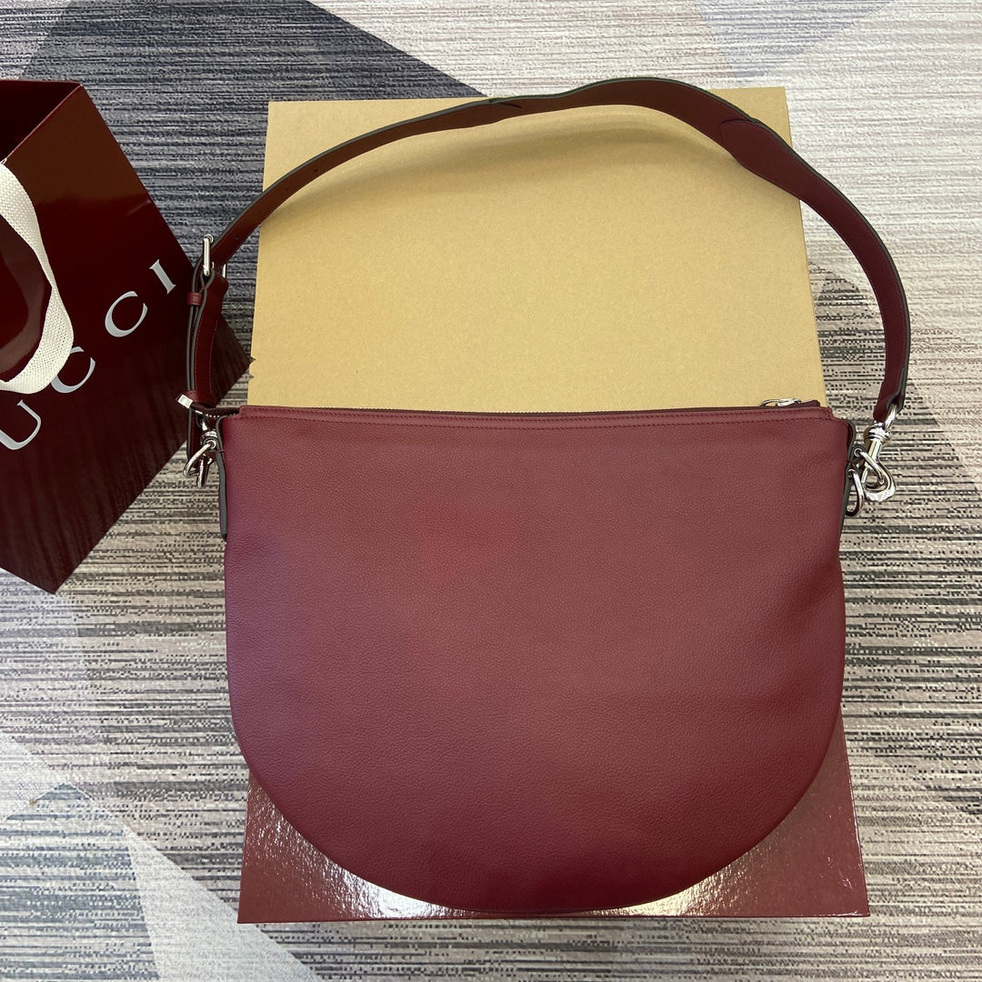 Gucci BODY SHOULDER BAG 40 IN BURGUNDY RED CALFSKIN SILVER HARDWARE