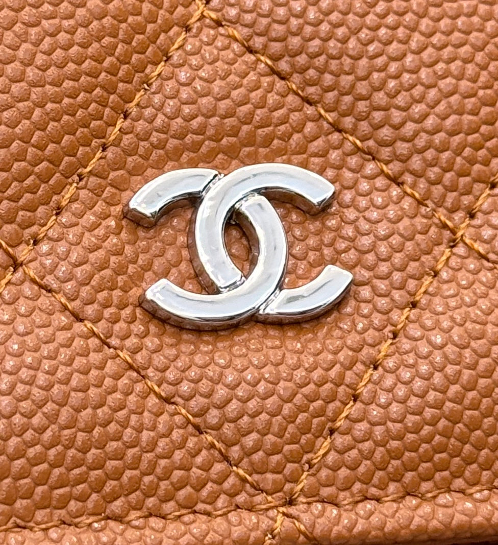 CHANEL WOC 19CM ORANGE CAVIAR SILVER HARDWARE