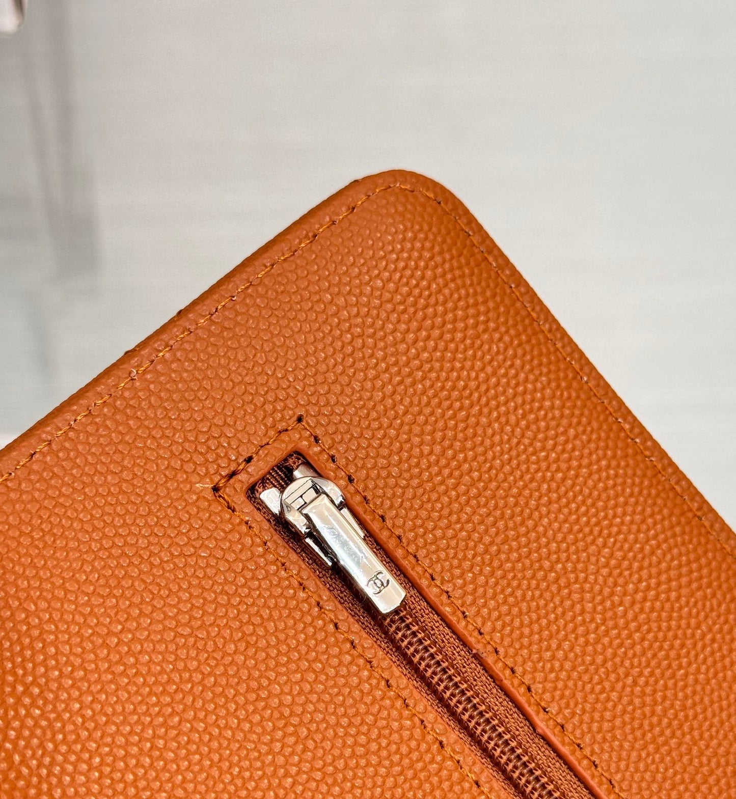 CHANEL WOC 19CM ORANGE CAVIAR SILVER HARDWARE