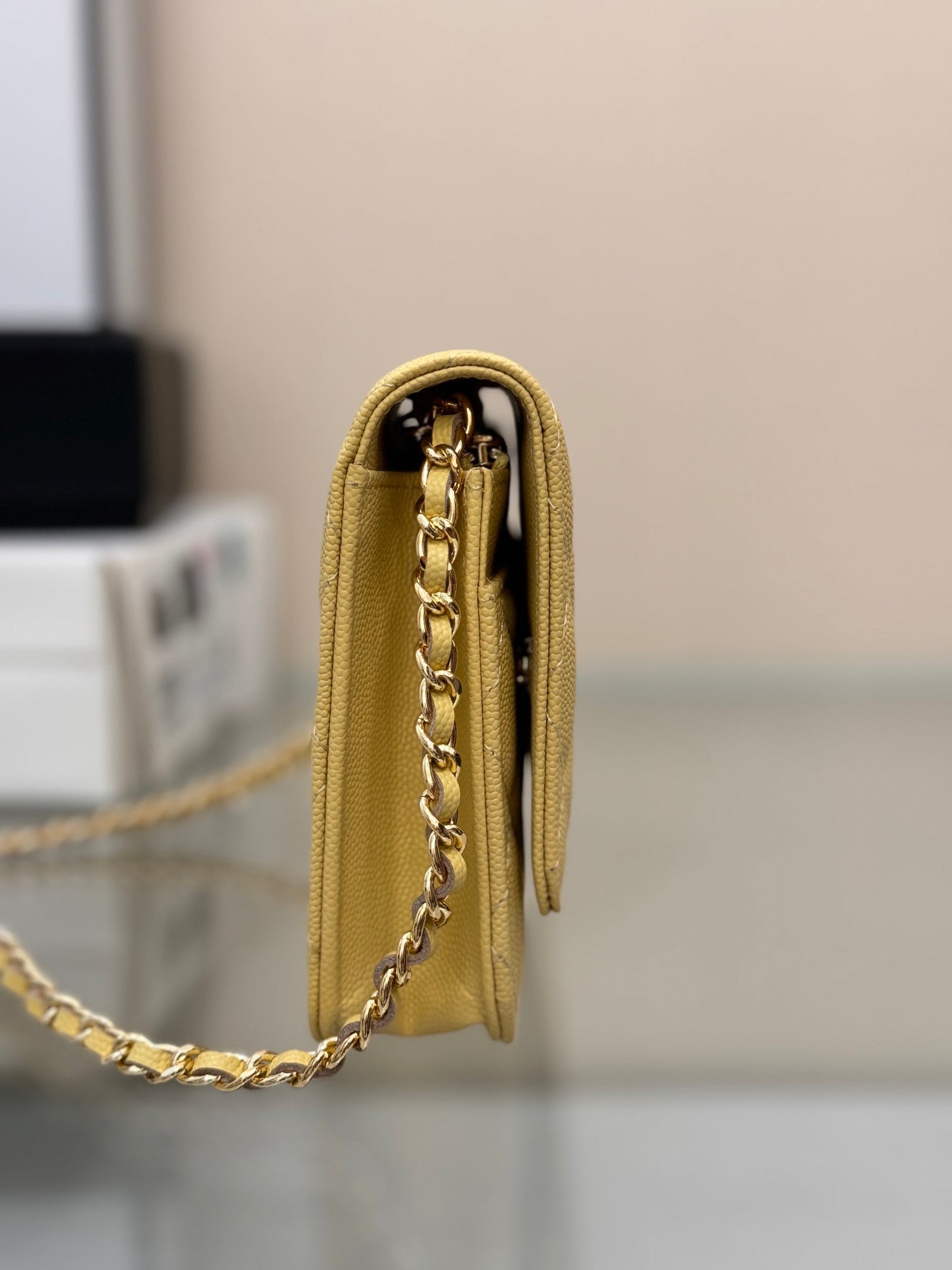 CHANEL WOC 19CM LIME CAVIAR GOLD HARDWARE