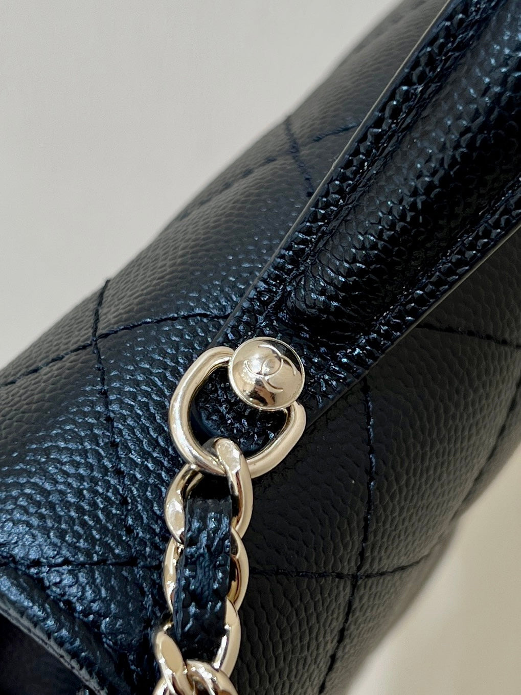 CHANEL 25C Mini Woc 18cm Black Grained Calfskin Gold Hardware