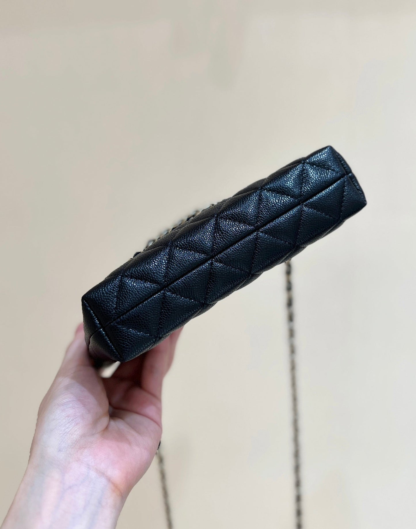 CHANEL 25C Small Tote 17cm Black Grained Calfskin