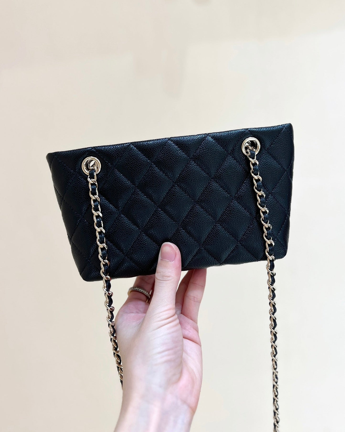 CHANEL 25C Small Tote 17cm Black Grained Calfskin