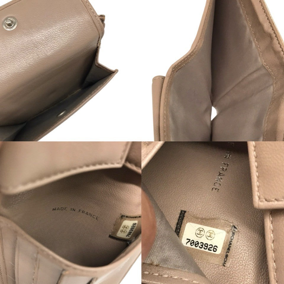 Chanel Canvas Leather Bifold Wallet Beige