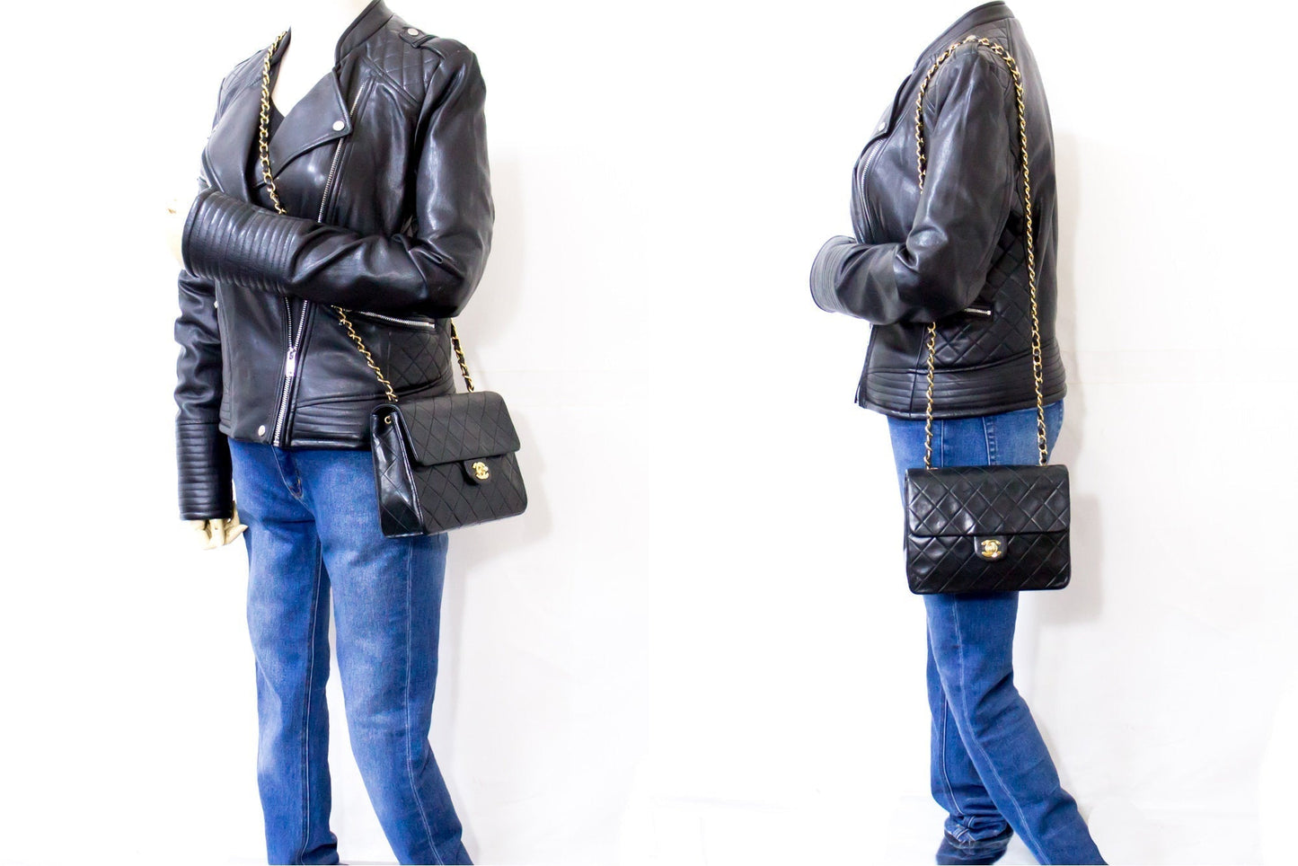 CHANEL Mini Square Small Chain Shoulder Bag Crossbody Black Quilt f77