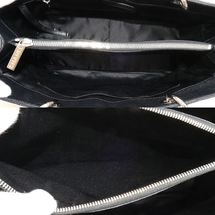 Chanel Caviar Skin Chain Tote Bag Black