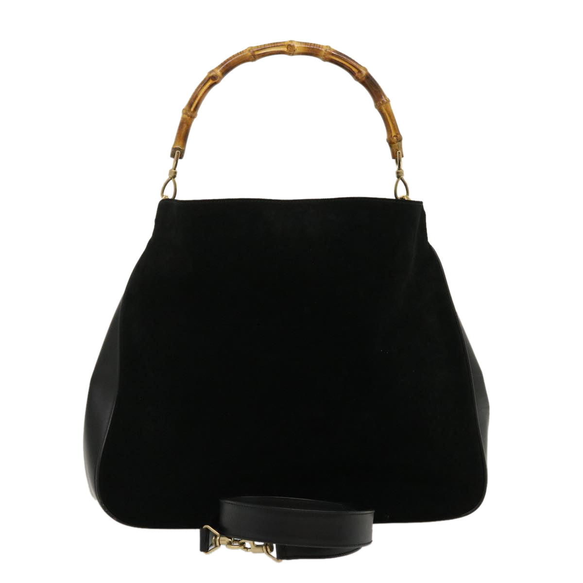 GUCCI Bamboo Shoulder Bag Leather Suede Brown ki1821