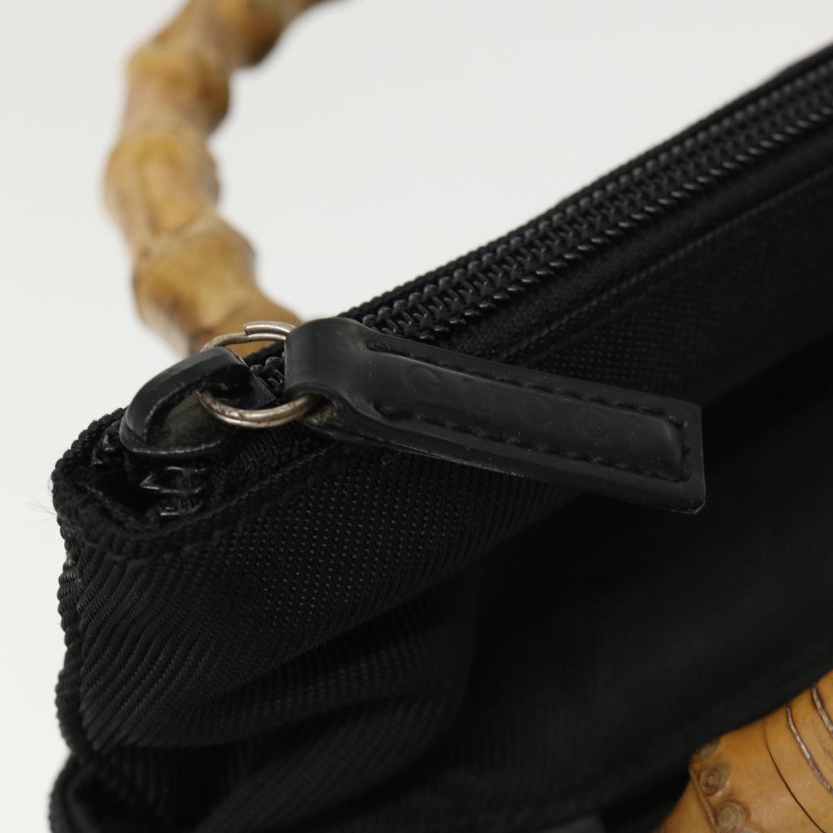 GUCCI Bamboo Hand Bag Nylon Black ki2495