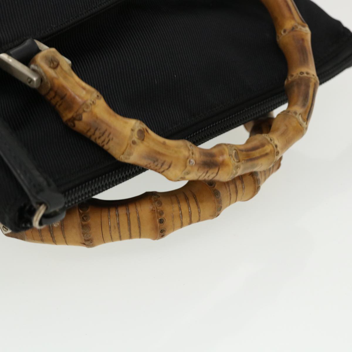 GUCCI Bamboo Hand Bag Nylon Black ki2495