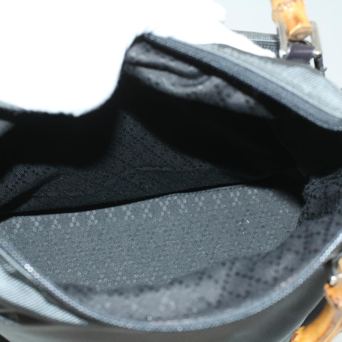 GUCCI Bamboo Hand Bag Nylon Gray ki2537