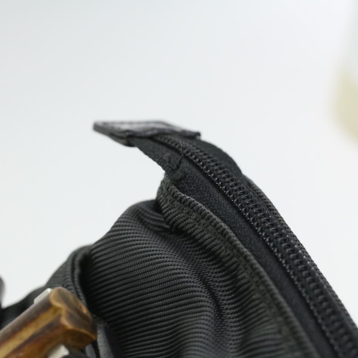 GUCCI Bamboo Hand Bag Nylon Gray ki2537