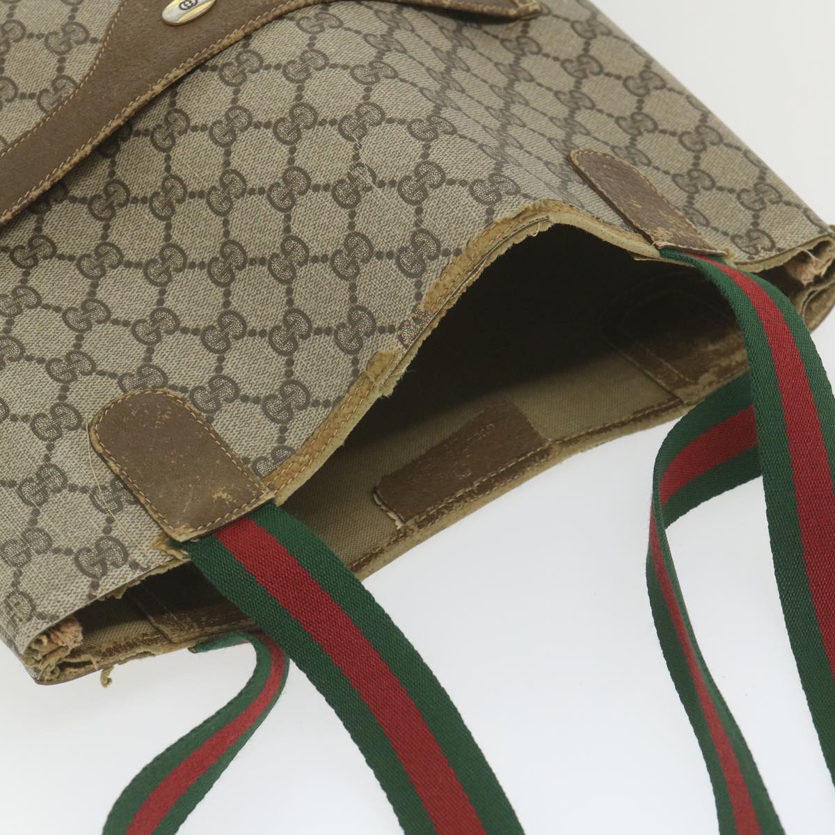 GUCCI GG Supreme Web Sherry Line Tote Bag Beige Red Green 40 02 003 ki3717