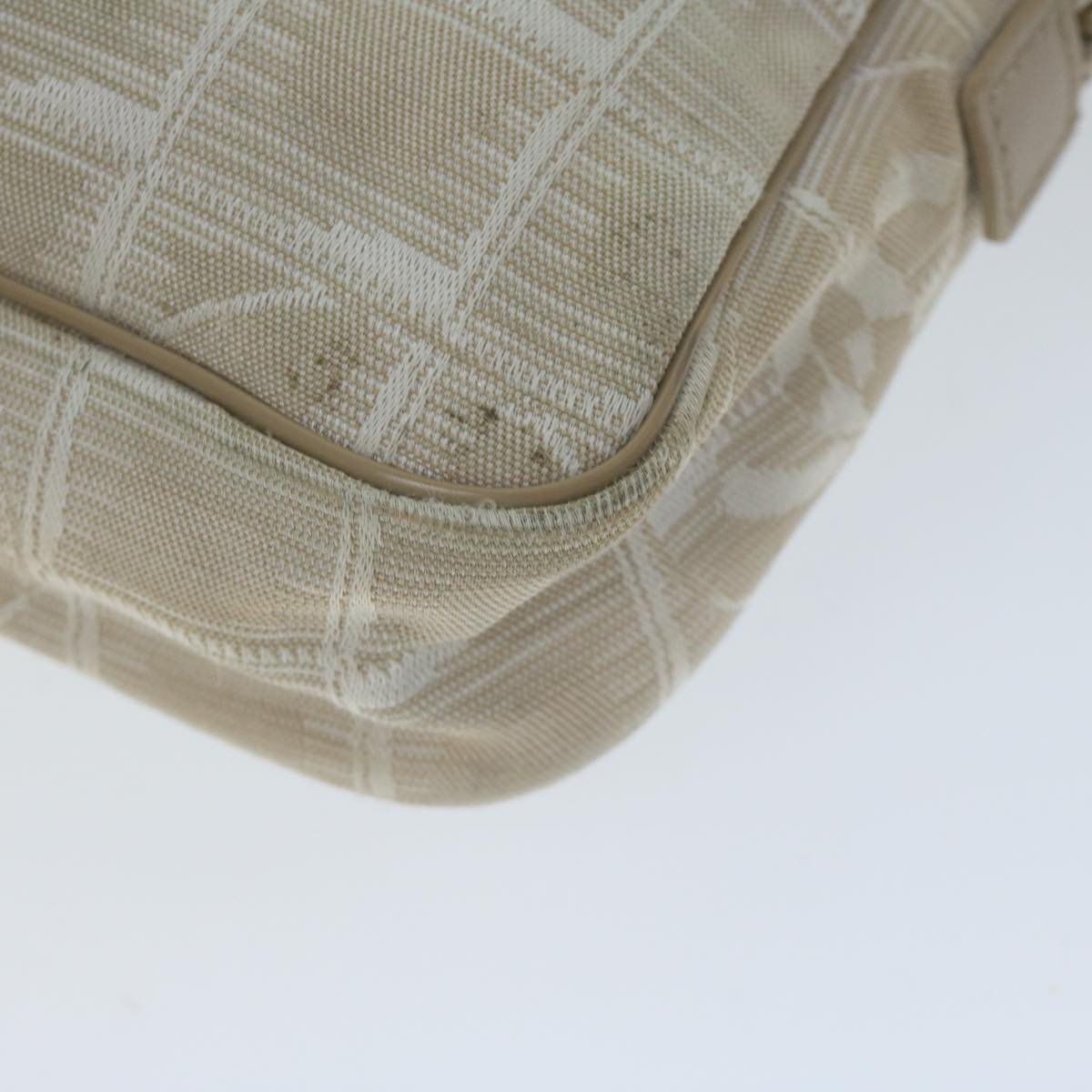 CHANEL New Travel Line Shoulder Bag Nylon Beige CC ki4086