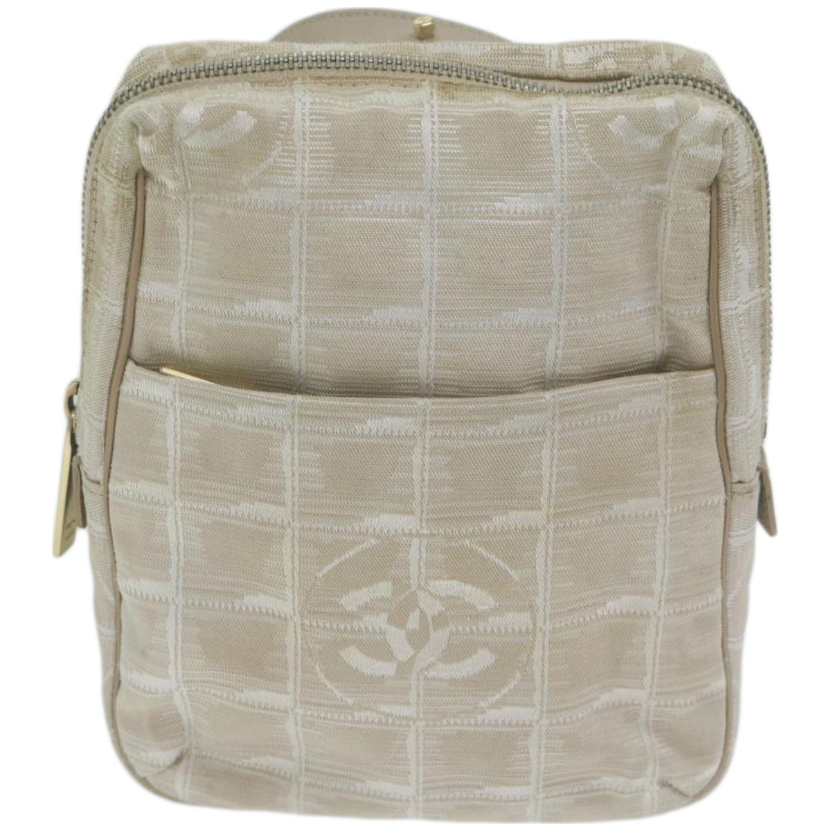 CHANEL New Travel Line Shoulder Bag Nylon Beige CC ki4086