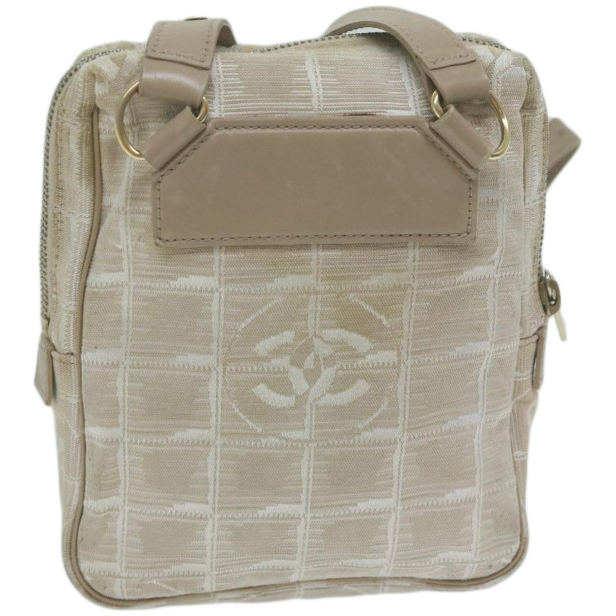 CHANEL New Travel Line Shoulder Bag Nylon Beige CC ki4086