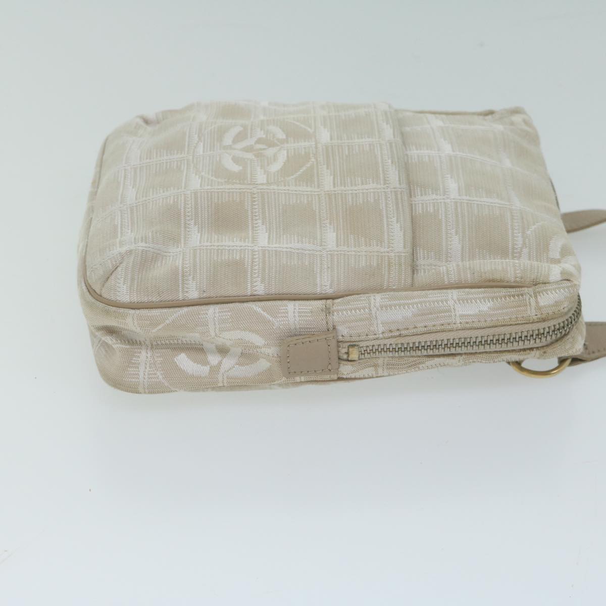 CHANEL New Travel Line Shoulder Bag Nylon Beige CC ki4086