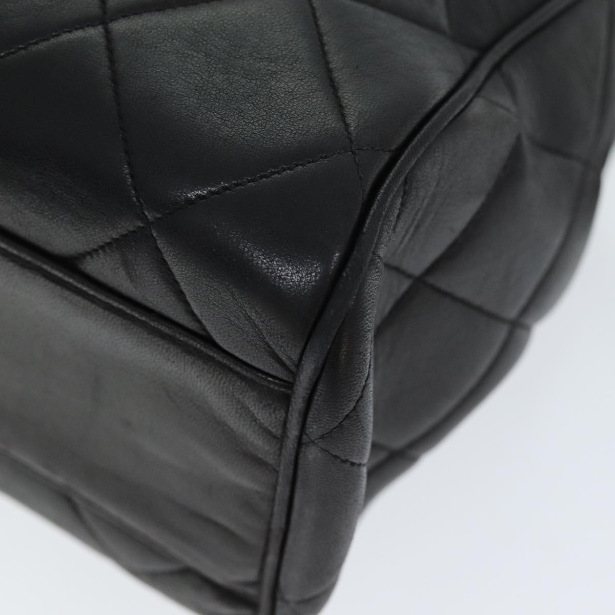 CHANEL Matelasse Chain Shoulder Bag Lamb Skin Black CC ki4411