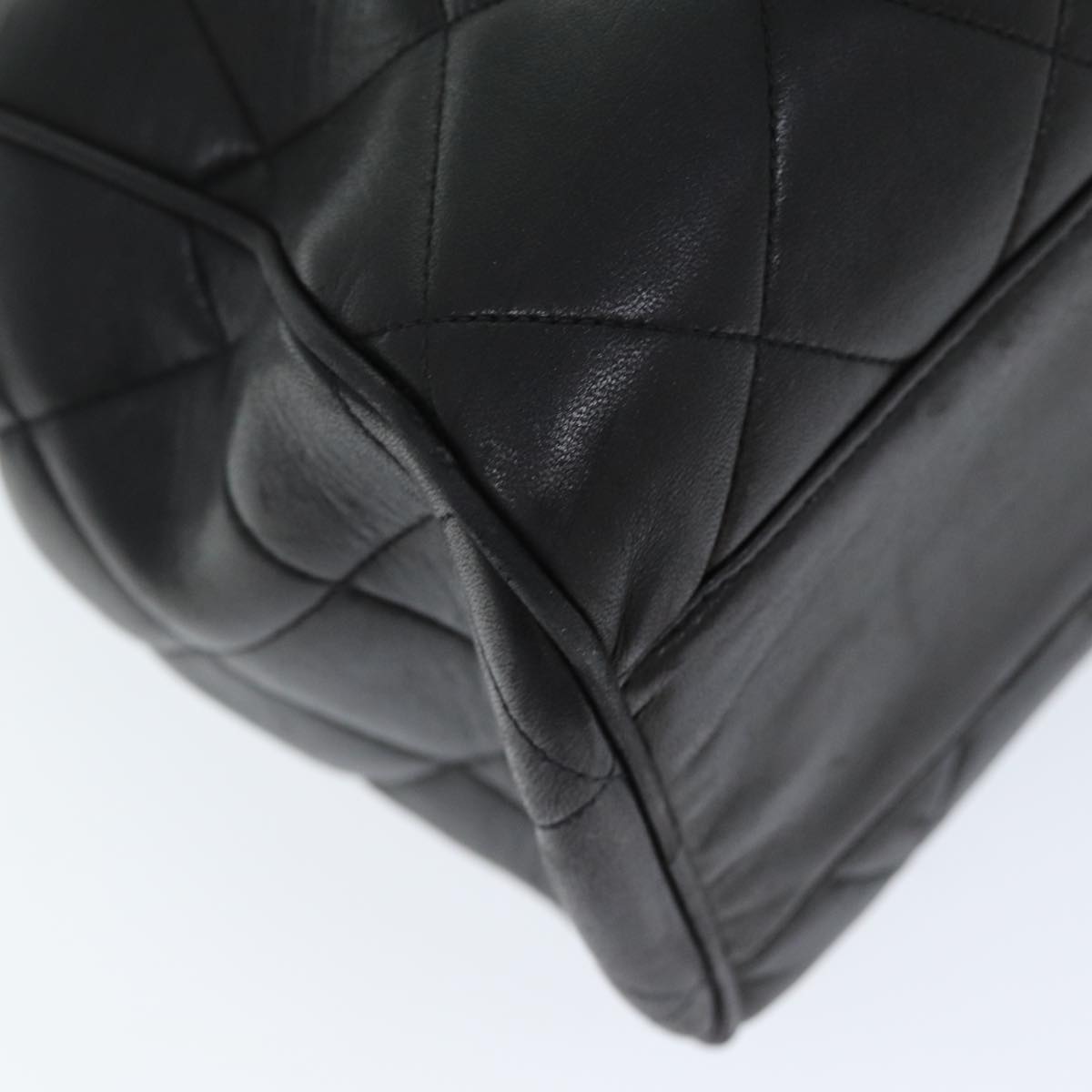 CHANEL Matelasse Chain Shoulder Bag Lamb Skin Black CC ki4411