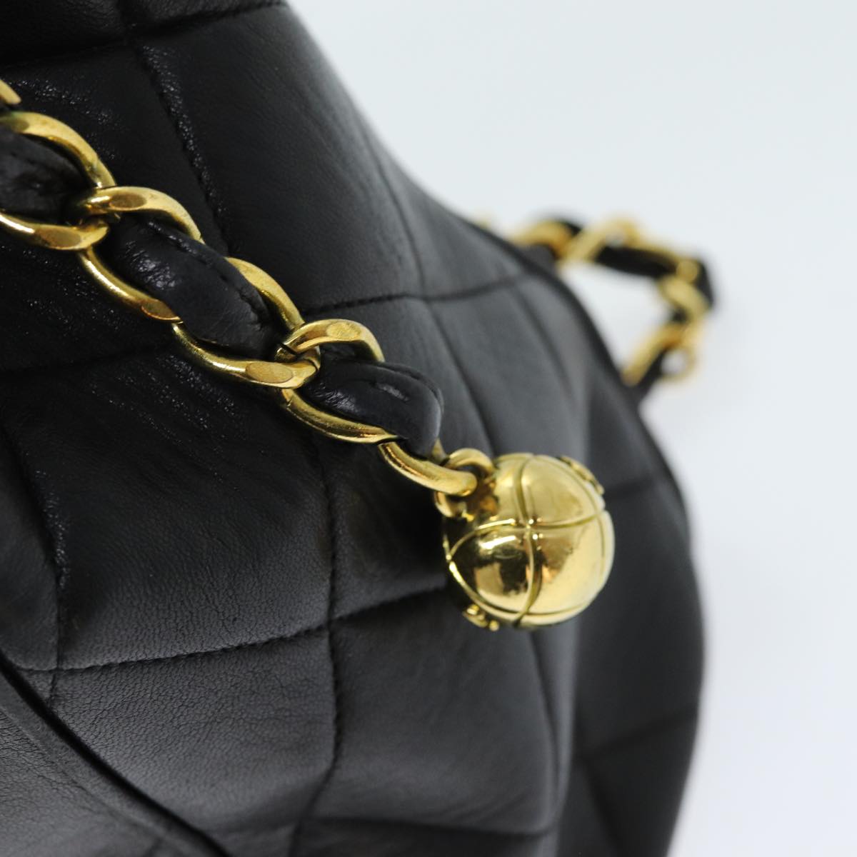 CHANEL Matelasse Chain Shoulder Bag Lamb Skin Black CC ki4411