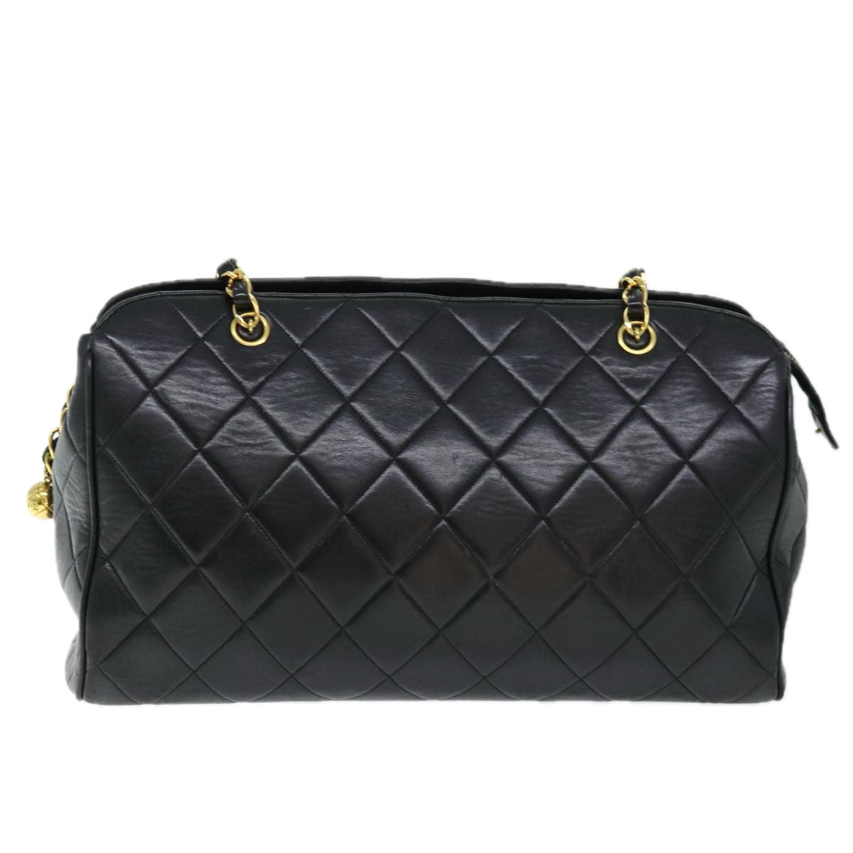 CHANEL Matelasse Chain Shoulder Bag Lamb Skin Black CC ki4411