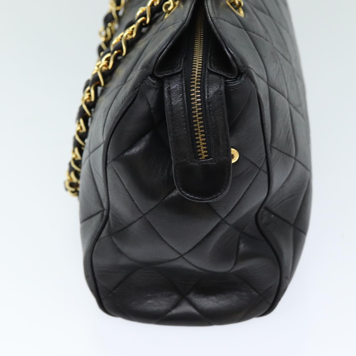 CHANEL Matelasse Chain Shoulder Bag Lamb Skin Black CC ki4411