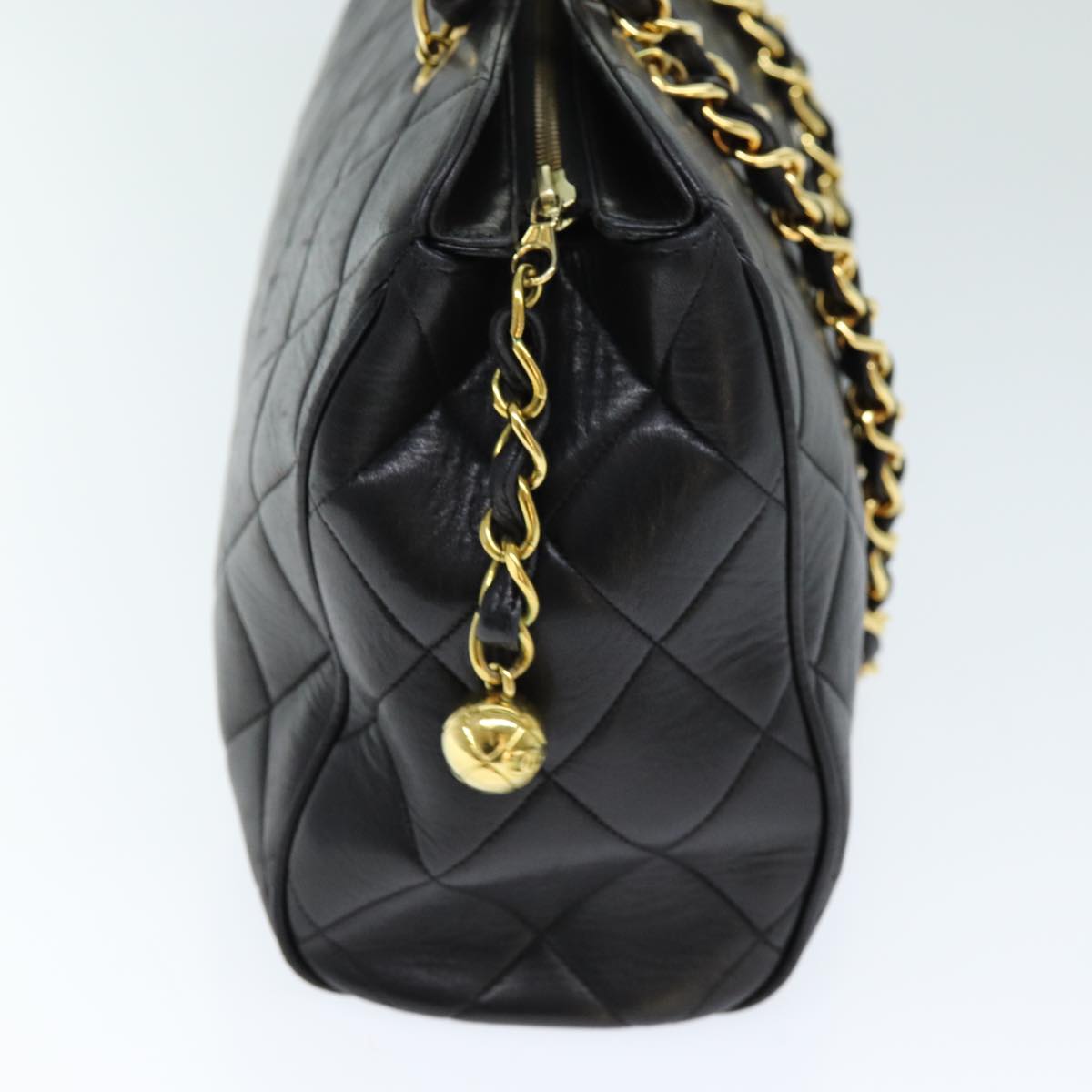 CHANEL Matelasse Chain Shoulder Bag Lamb Skin Black CC ki4411