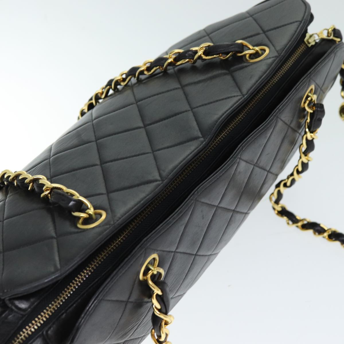 CHANEL Matelasse Chain Shoulder Bag Lamb Skin Black CC ki4411