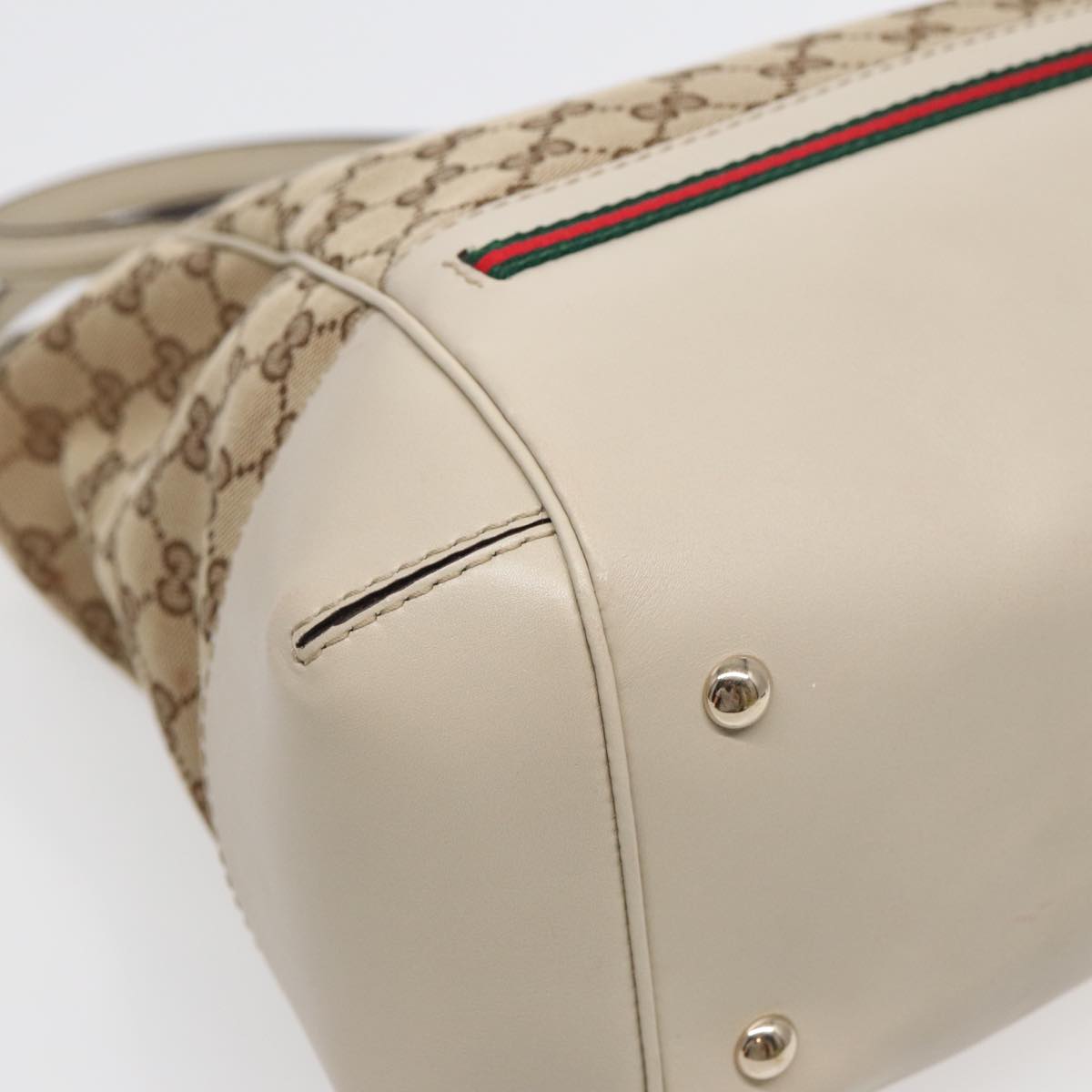GUCCI GG Canvas Web Sherry Line Tote Bag 2way Red Beige Green 257349 ki4871