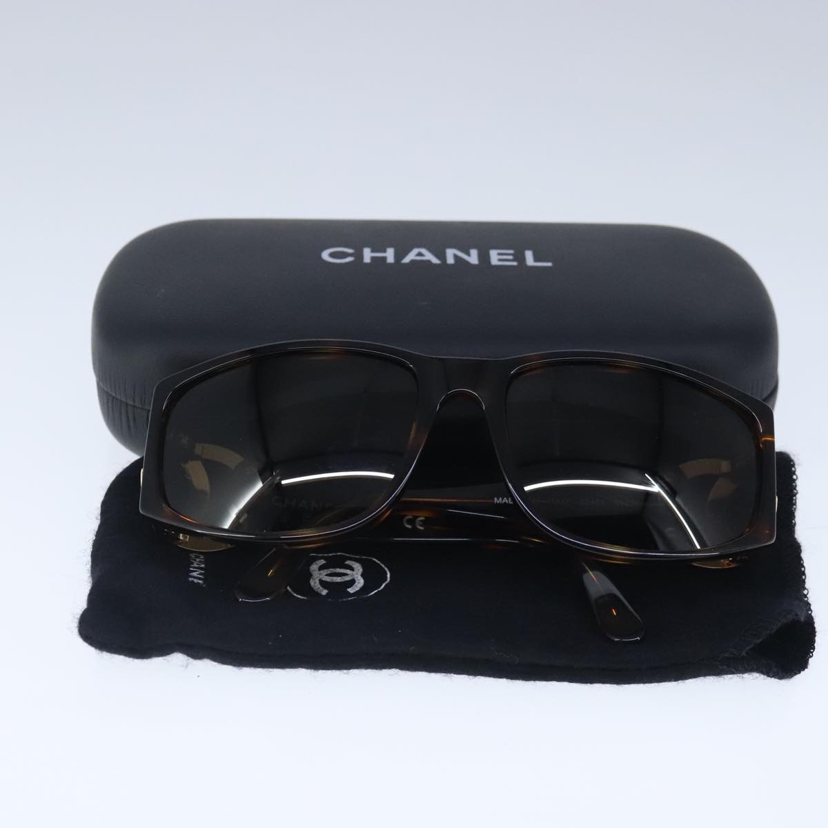 CHANEL Sunglasses plastic Brown CC ki5159