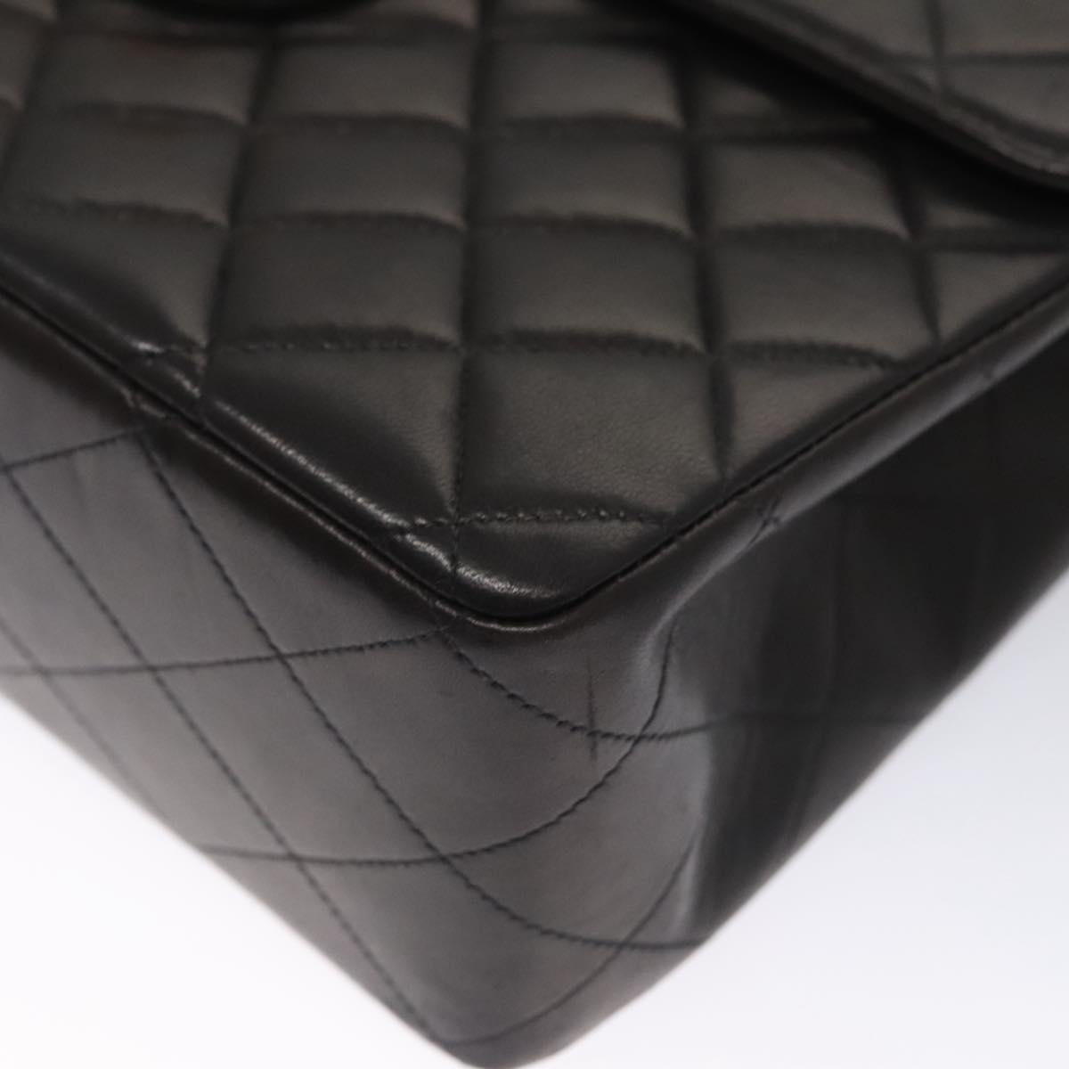CHANEL Big Matelasse Chain Shoulder Bag Lamb Skin Black CC ki5433A