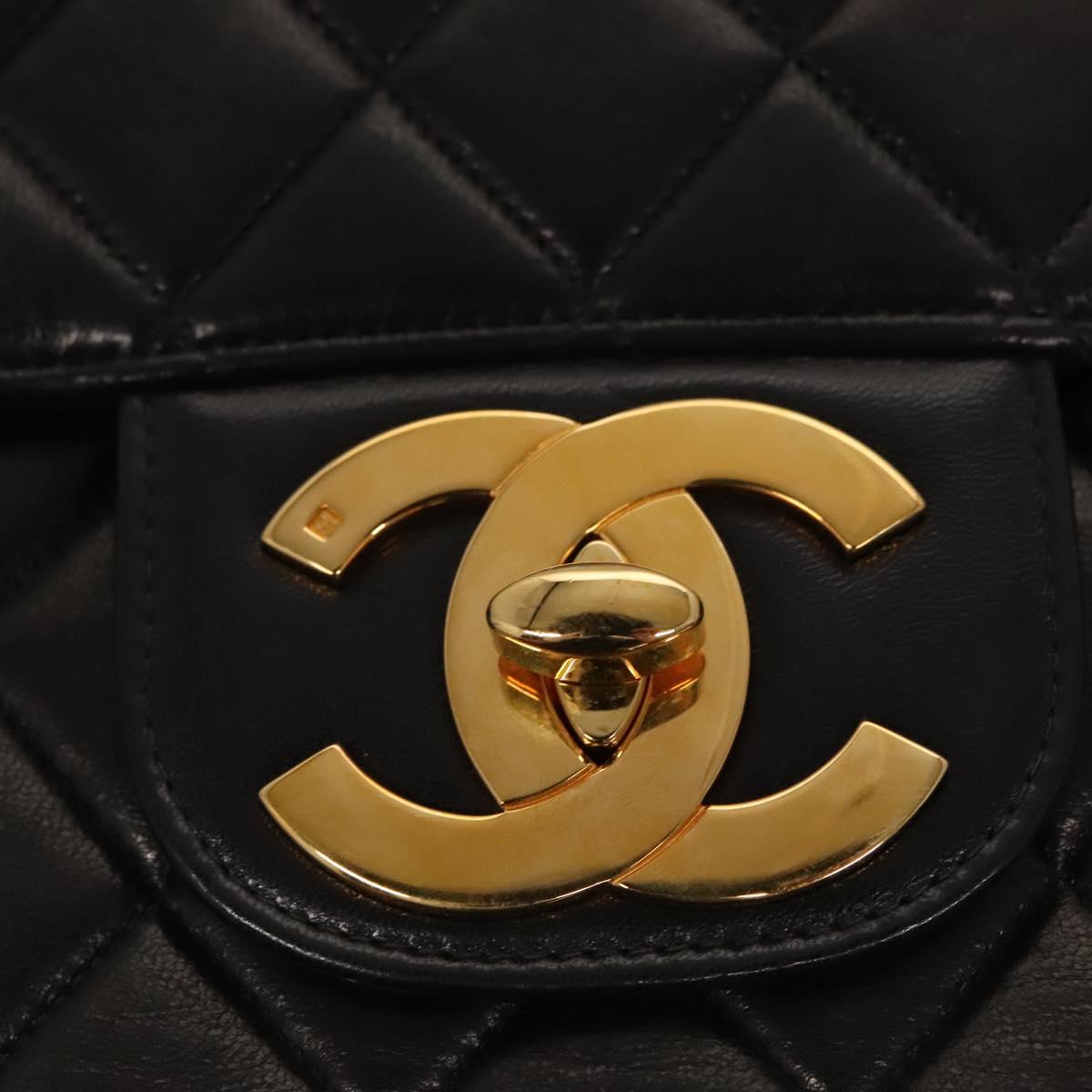 CHANEL Big Matelasse Chain Shoulder Bag Lamb Skin Black CC ki5433A