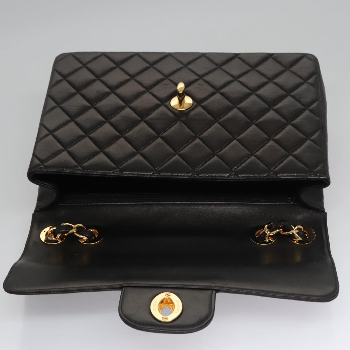 CHANEL Big Matelasse Chain Shoulder Bag Lamb Skin Black CC ki5433A