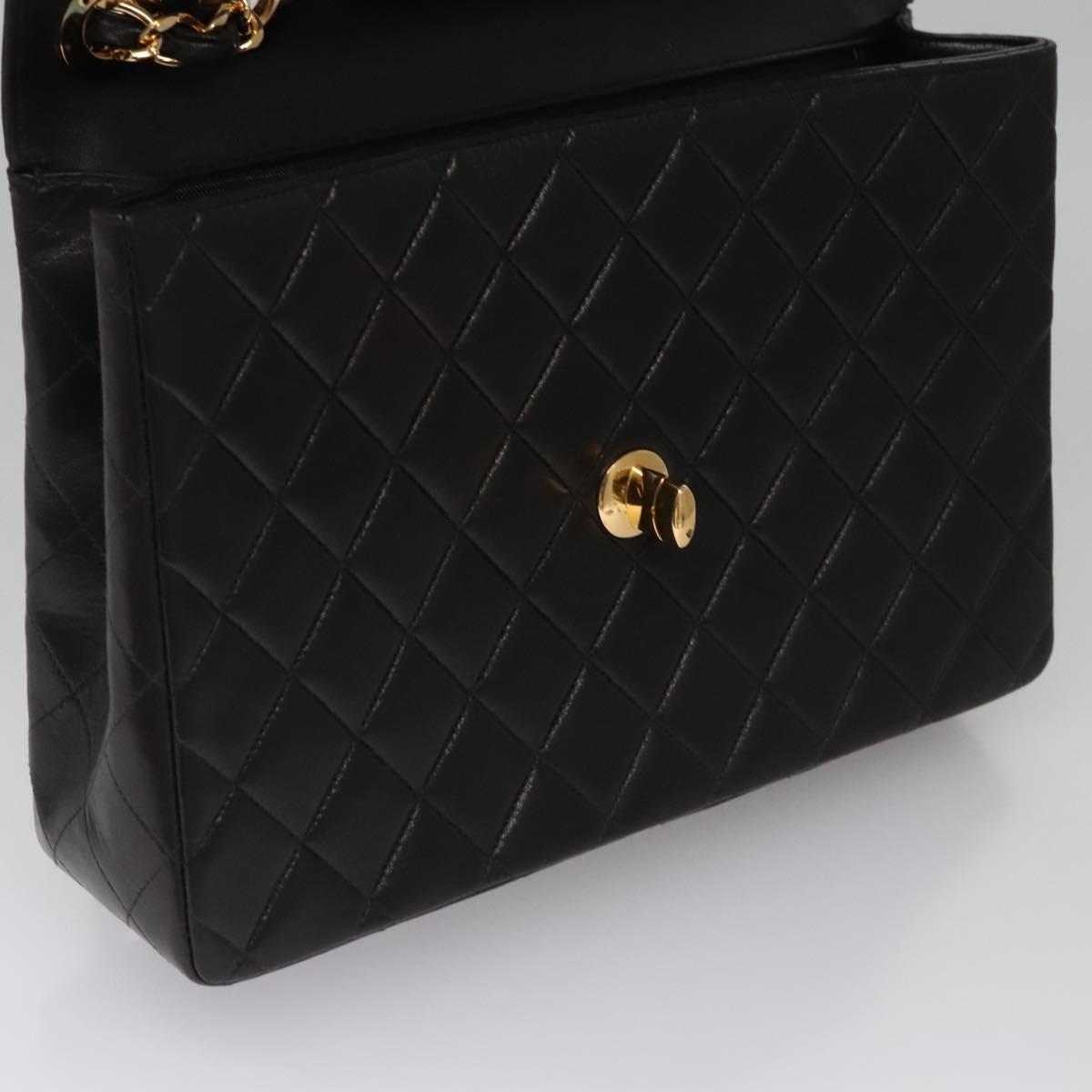 CHANEL Big Matelasse Chain Shoulder Bag Lamb Skin Black CC ki5433A