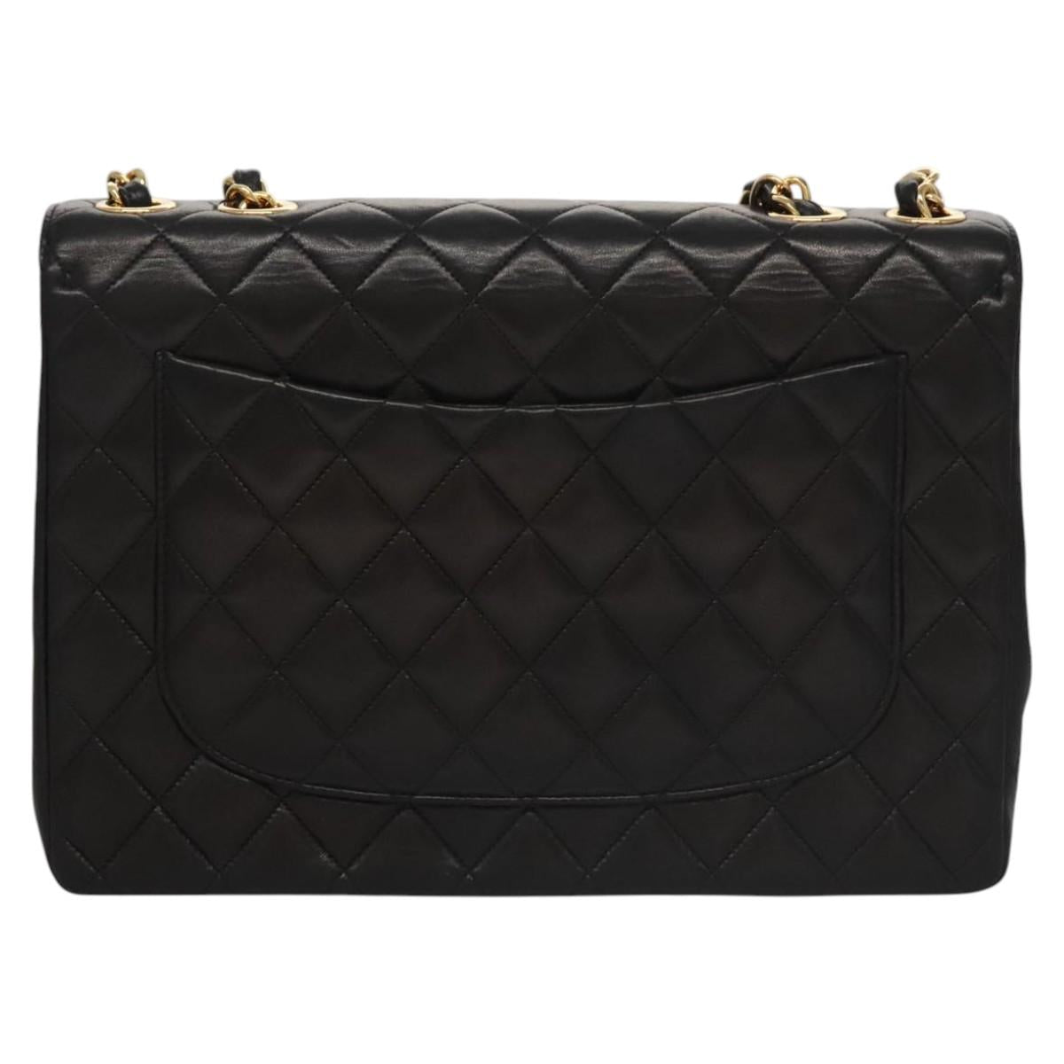 CHANEL Big Matelasse Chain Shoulder Bag Lamb Skin Black CC ki5433A