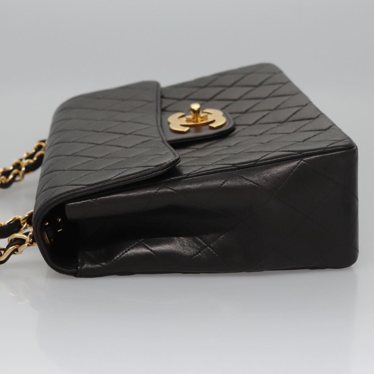 CHANEL Big Matelasse Chain Shoulder Bag Lamb Skin Black CC ki5433A