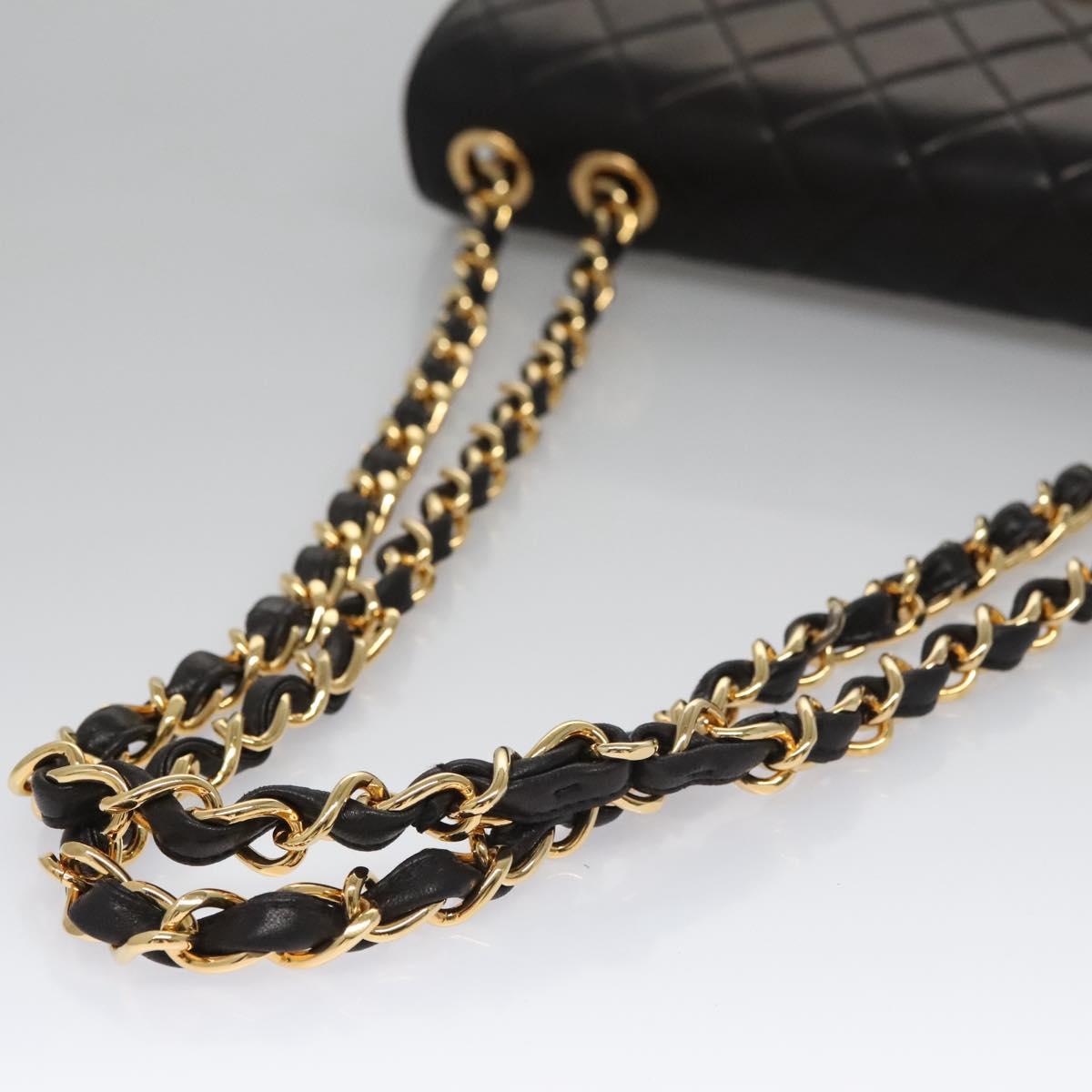 CHANEL Big Matelasse Chain Shoulder Bag Lamb Skin Black CC ki5433A
