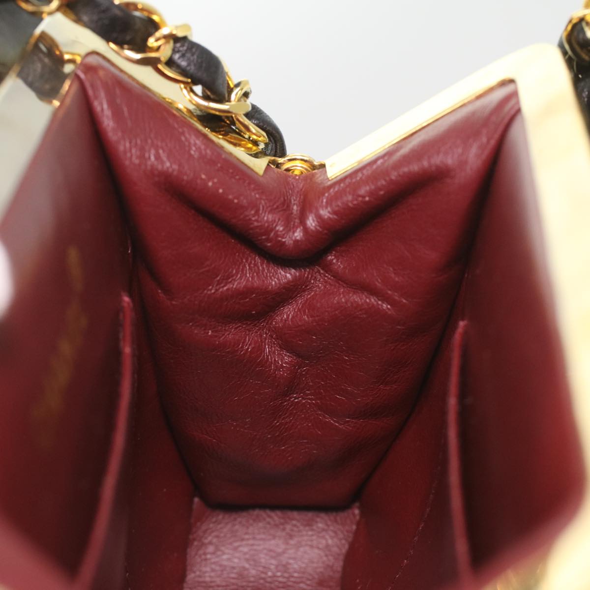 CHANEL Matelasse Clasp Chain Shoulder Bag Lamb Skin Black CC kk164