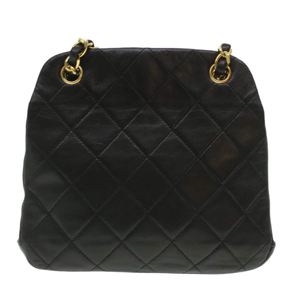 CHANEL Matelasse Clasp Chain Shoulder Bag Lamb Skin Black CC kk164