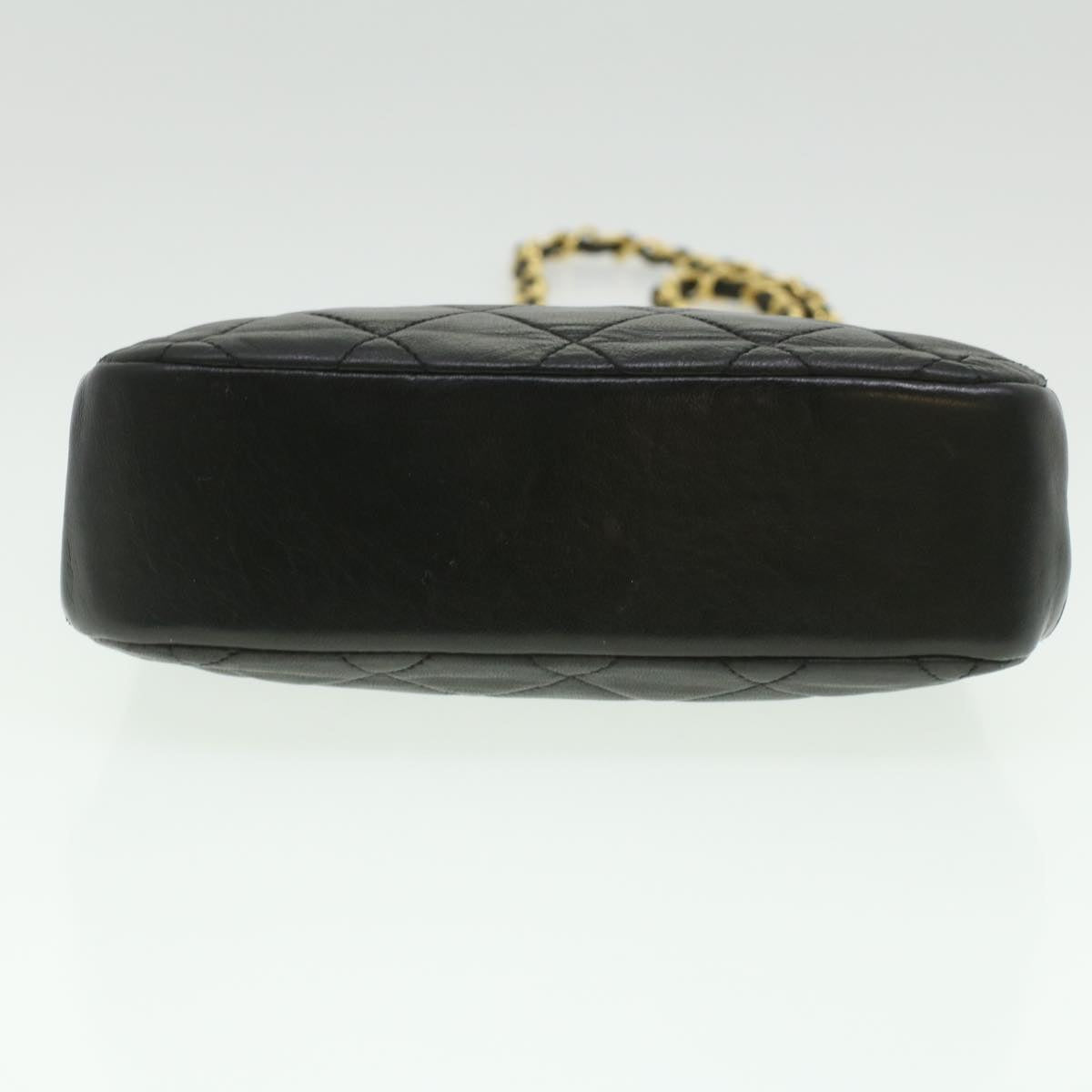 CHANEL Matelasse Clasp Chain Shoulder Bag Lamb Skin Black CC kk164