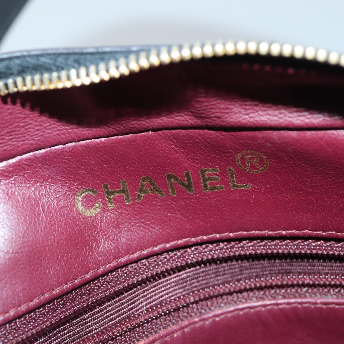 CHANEL Matelasse COCO Mark Hand Bag Lamb Skin Black Gold CC kk300