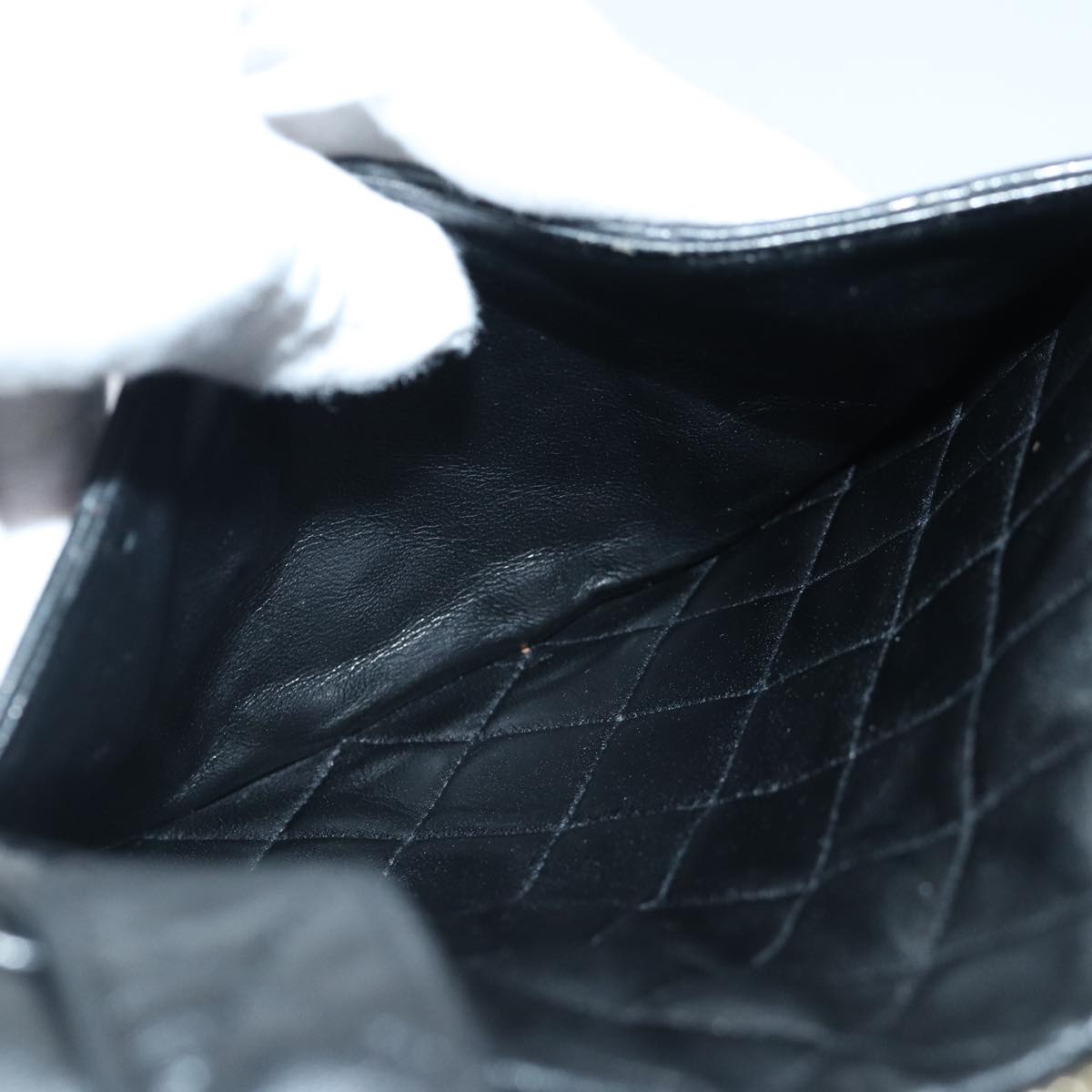 CHANEL Matelasse COCO Mark Hand Bag Lamb Skin Black Gold CC kk300