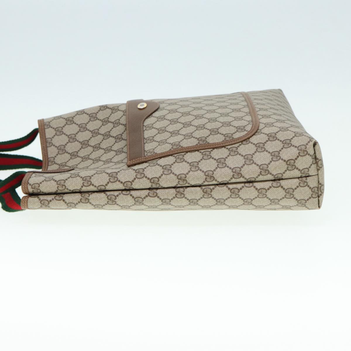 GUCCI GG Canvas Web Sherry Line Tote Bag PVC Leather Beige Green Red kk302